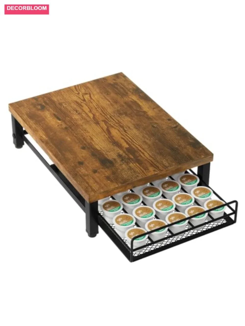 Wooden Coffee Pod Holder 35 Capacity Sliding Drawer for K-Cup